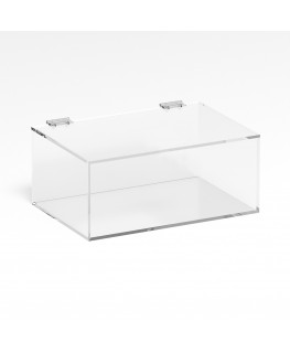 E-1090 TEC-X - Personalizzabile - Teca espositiva in plexiglass trasparente da banco 5 lati chiusi con sportello superiore co...