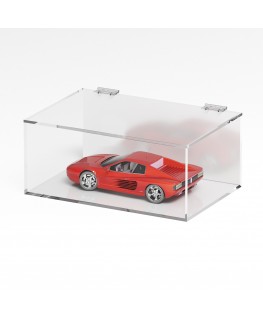 E-1090 TEC-X - Personalizzabile - Teca espositiva in plexiglass trasparente da banco 5 lati chiusi con sportello superiore co...
