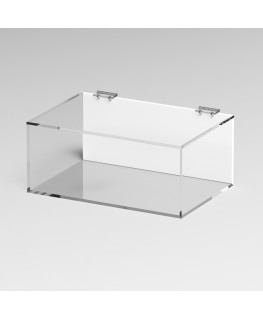 E-1090 TEC-X - Personalizzabile - Teca espositiva in plexiglass trasparente da banco 5 lati chiusi con sportello superiore co...