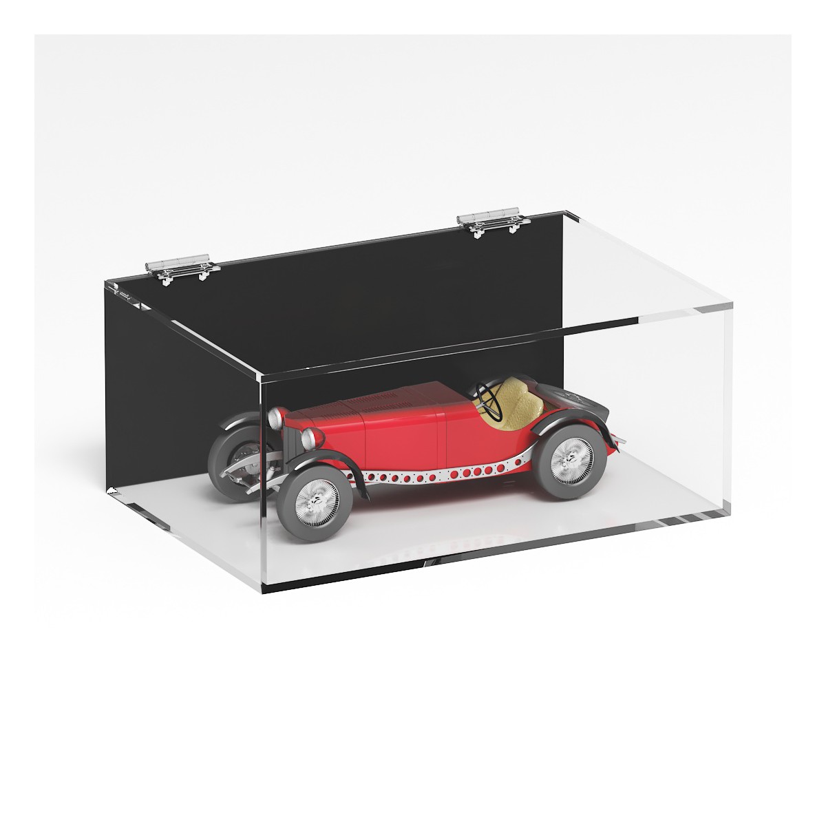E-1091 TEC-X - Personalizzabile - Teca espositiva in plexiglass trasparente da banco 5 lati chiusi con sportello superiore co...