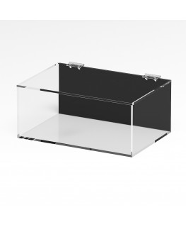 E-1091 TEC-X - Personalizzabile - Teca espositiva in plexiglass trasparente da banco 5 lati chiusi con sportello superiore co...