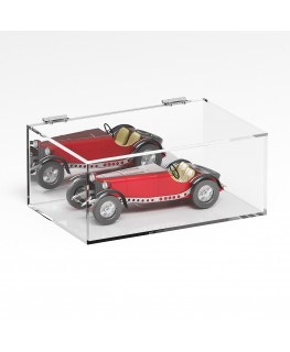 E-1092 TEC-X - Personalizzabile - Teca espositiva in plexiglass trasparente da banco 5 lati chiusi con sportello superiore co...