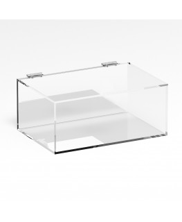 E-1092 TEC-X - Personalizzabile - Teca espositiva in plexiglass trasparente da banco 5 lati chiusi con sportello superiore co...