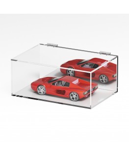 E-1092 TEC-X - Personalizzabile - Teca espositiva in plexiglass trasparente da banco 5 lati chiusi con sportello superiore co...