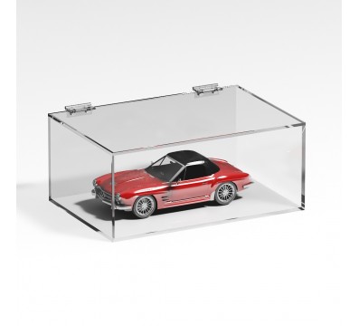 E-1093 TEC-X - Personalizzabile - Teca espositiva in plexiglass trasparente da banco 5 lati chiusi con sportello superiore co...