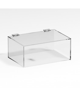 E-1093 TEC-X - Personalizzabile - Teca espositiva in plexiglass trasparente da banco 5 lati chiusi con sportello superiore co...