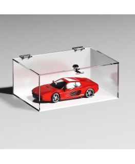 E-1094 TEC-X - Personalizzabile - Teca espositiva in plexiglass trasparente da banco 5 lati chiusi con sportello superiore co...