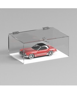 E-1097 TEC-X - Personalizzabile - Teca espositiva in plexiglass trasparente da banco 5 lati chiusi con sportello superiore co...