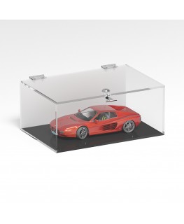 E-1098 TEC-X - Personalizzabile - Teca espositiva in plexiglass trasparente da banco 5 lati chiusi con sportello superiore co...
