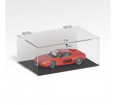 E-1098 TEC-X - Personalizzabile - Teca espositiva in plexiglass trasparente da banco 5 lati chiusi con sportello superiore co...