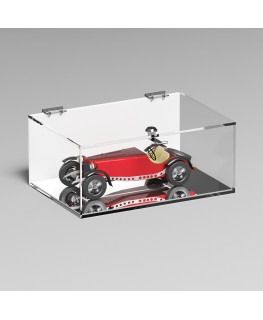 E-1102 TEC-X - Personalizzabile - Teca espositiva in plexiglass trasparente da banco 5 lati chiusi con sportello superiore co...
