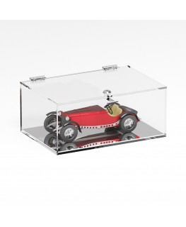 E-1104 TEC-X - Personalizzabile - Teca espositiva in plexiglass trasparente da banco 5 lati chiusi con sportello superiore co...
