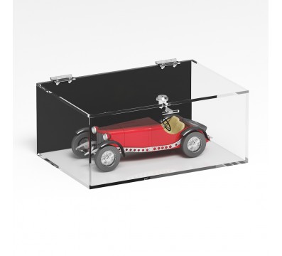 E-1106 TEC-X - Personalizzabile - Teca espositiva in plexiglass trasparente da banco 5 lati chiusi con sportello superiore co...