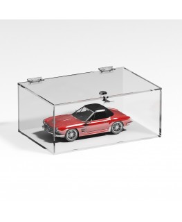 E-1108 TEC-X - Personalizzabile - Teca espositiva in plexiglass trasparente da banco 5 lati chiusi con sportello superiore co...