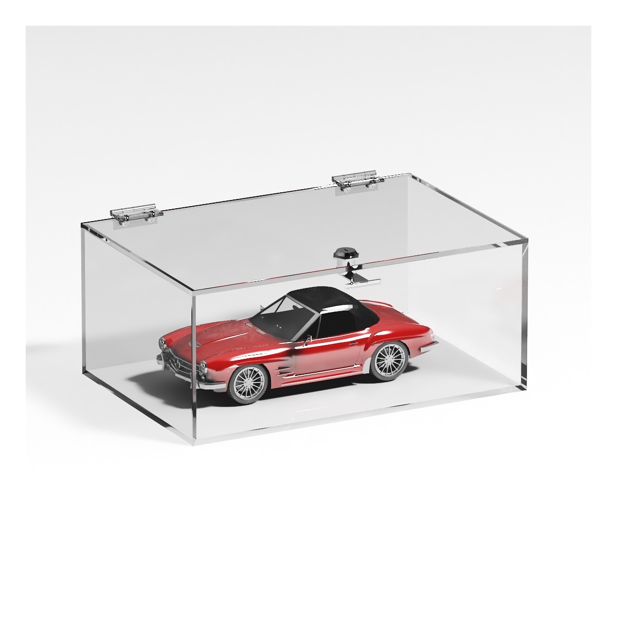 E-1108 TEC-X - Personalizzabile - Teca espositiva in plexiglass trasparente da banco 5 lati chiusi con sportello superiore co...