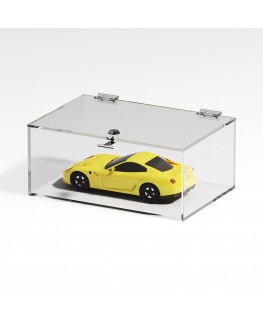 E-1108 TEC-X - Personalizzabile - Teca espositiva in plexiglass trasparente da banco 5 lati chiusi con sportello superiore co...