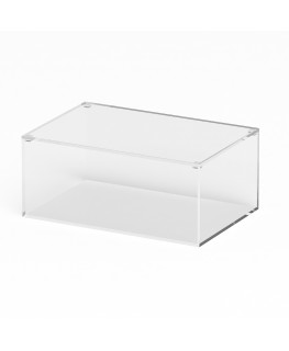 E-1234 TEC-X - Personalizzabile - Teca espositiva in plexiglass trasparente da banco con coperchio superiore appoggiato base ...