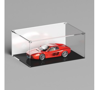 E-1235 TEC-X - Personalizzabile - Teca espositiva in plexiglass trasparente da banco con coperchio superiore appoggiato base ...