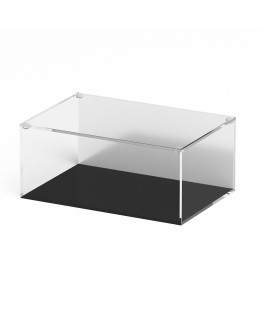 E-1235 TEC-X - Personalizzabile - Teca espositiva in plexiglass trasparente da banco con coperchio superiore appoggiato base ...