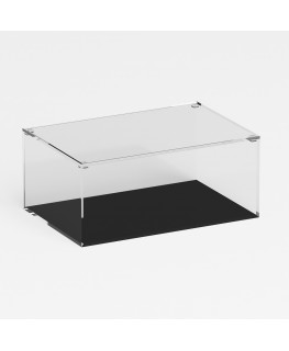 E-1238 TEC-X - Personalizzabile - Teca espositiva in plexiglass trasparente da banco con coperchio superiore appoggiato base ...