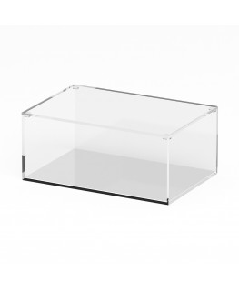 E-1241 TEC-X - Personalizzabile - Teca espositiva in plexiglass trasparente da banco con coperchio superiore appoggiato base ...