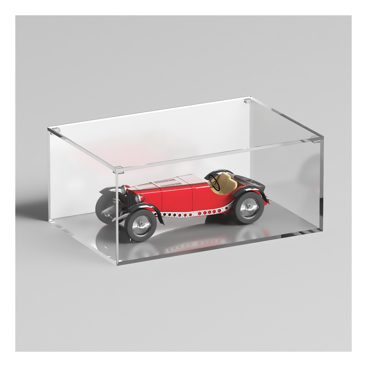 E-1242 TEC-X - Personalizzabile - Teca espositiva in plexiglass trasparente da banco con coperchio superiore appoggiato base ...