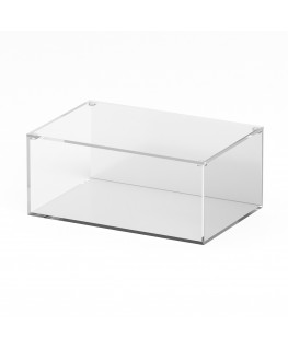 E-1242 TEC-X - Personalizzabile - Teca espositiva in plexiglass trasparente da banco con coperchio superiore appoggiato base ...