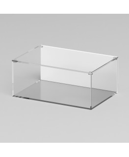 E-1242 TEC-X - Personalizzabile - Teca espositiva in plexiglass trasparente da banco con coperchio superiore appoggiato base ...