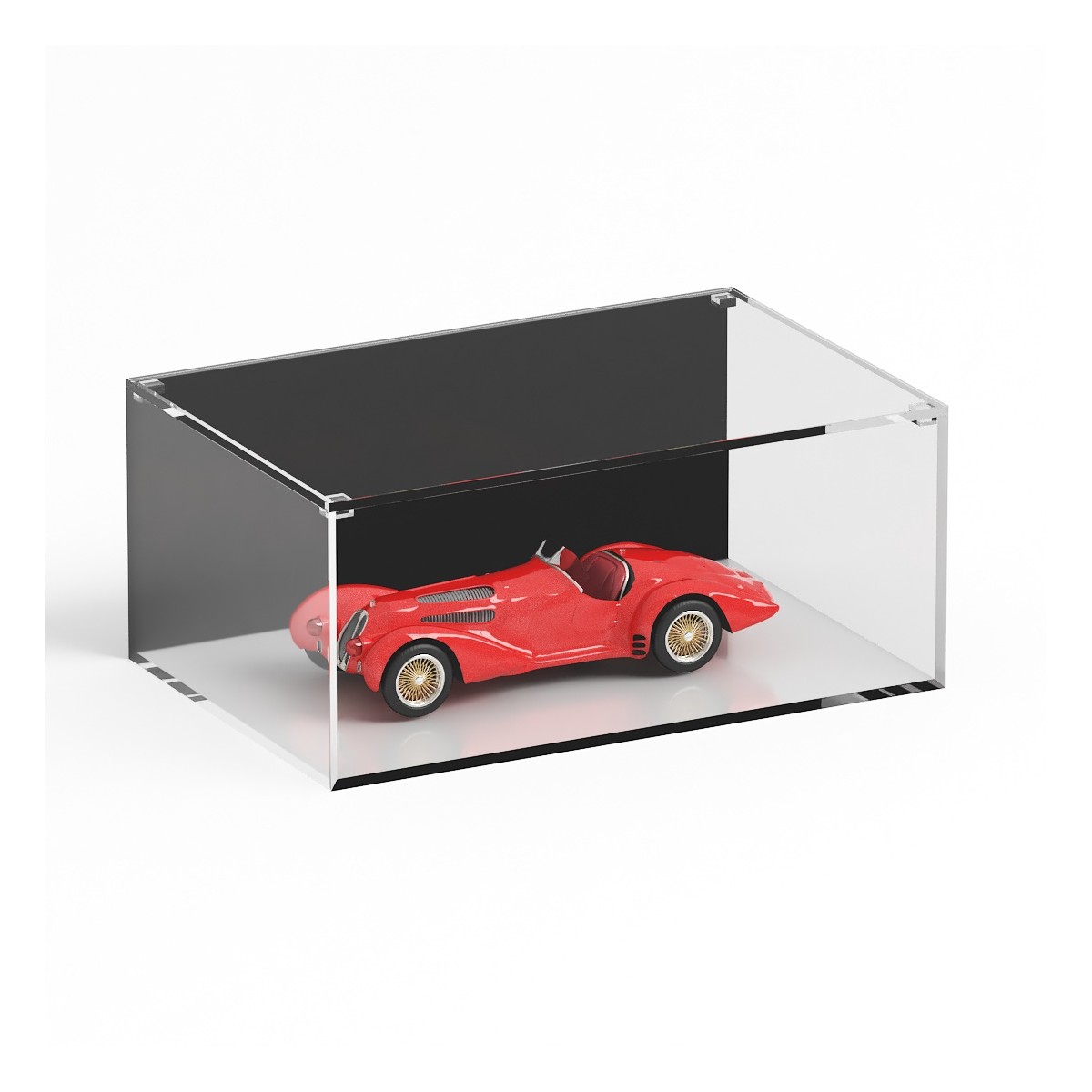 E-1243 TEC-X - Personalizzabile - Teca espositiva in plexiglass trasparente da banco con coperchio superiore appoggiato base ...