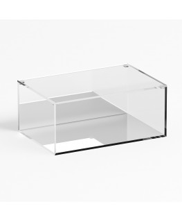 E-1244 TEC-X - Personalizzabile - Teca espositiva in plexiglass trasparente da banco con coperchio superiore appoggiato base ...