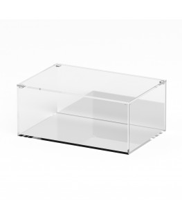 E-1244 TEC-X - Personalizzabile - Teca espositiva in plexiglass trasparente da banco con coperchio superiore appoggiato base ...