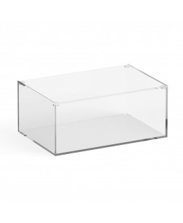 E-1245 TEC-X - Personalizzabile - Teca espositiva in plexiglass trasparente da banco con coperchio superiore appoggiato base ...