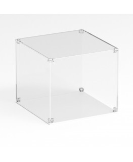 E-1225 TEC-X - Personalizzabile - Teca espositiva in plexiglass trasparente da banco smontabile con fondo appoggiato base bia...