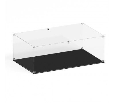 Personalizzabile - Teca espositiva in plexiglass trasparente da banco  smontabile con fondo appoggiato base nera