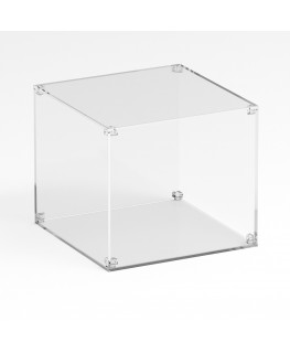 E-1227 TEC-X - Personalizzabile - Teca espositiva in plexiglass trasparente da banco smontabile con fondo appoggiato base tra...