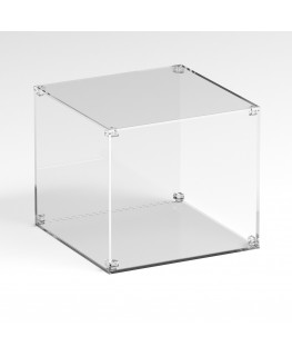 E-1227 TEC-X - Personalizzabile - Teca espositiva in plexiglass trasparente da banco smontabile con fondo appoggiato base tra...