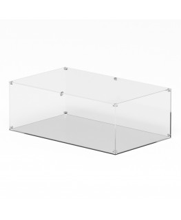 E-1227 TEC-X - Personalizzabile - Teca espositiva in plexiglass trasparente da banco smontabile con fondo appoggiato base tra...