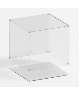 E-1227 TEC-X - Personalizzabile - Teca espositiva in plexiglass trasparente da banco smontabile con fondo appoggiato base tra...