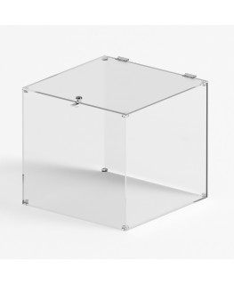 E-1229 TEC-X - Personalizzabile - Teca espositiva in plexiglass trasparente da banco smontabile con sportello superiore con c...