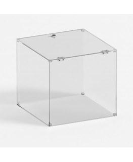 E-1229 TEC-X - Personalizzabile - Teca espositiva in plexiglass trasparente da banco smontabile con sportello superiore con c...