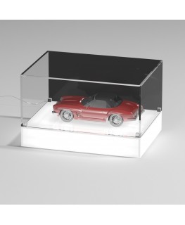 E-1111 TEC-X - Personalizzabile - Teca espositiva da banco con base opal illuminata a led e parte superiore in plexiglass tra...