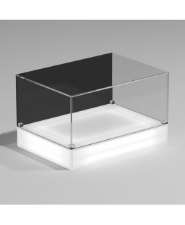 E-1111 TEC-X - Personalizzabile - Teca espositiva da banco con base opal illuminata a led e parte superiore in plexiglass tra...