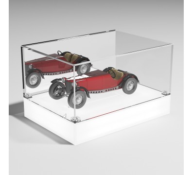 E-1116 TEC-X - Personalizzabile - Teca espositiva da banco con base opal illuminata a led e parte superiore in plexiglass tra...