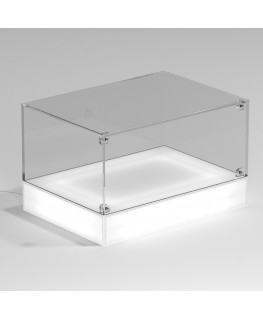 E-1117 TEC-X - Personalizzabile - Teca espositiva da banco con base opal illuminata a led e parte superiore in plexiglass tra...