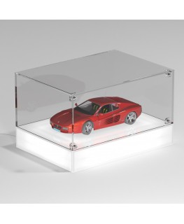 E-1117 TEC-X - Personalizzabile - Teca espositiva da banco con base opal illuminata a led e parte superiore in plexiglass tra...