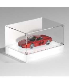 E-1122 TEC-X - Personalizzabile - Teca espositiva da banco con base opal illuminata a led e parte superiore in plexiglass tra...