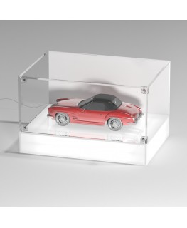 E-1122 TEC-X - Personalizzabile - Teca espositiva da banco con base opal illuminata a led e parte superiore in plexiglass tra...