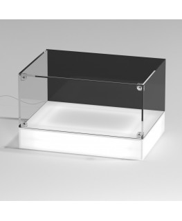 E-1123 TEC-X - Personalizzabile - Teca espositiva da banco con base opal illuminata a led e parte superiore in plexiglass tra...
