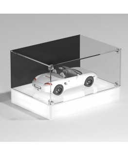E-1123 TEC-X - Personalizzabile - Teca espositiva da banco con base opal illuminata a led e parte superiore in plexiglass tra...