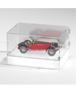 E-1142 TEC-X - Personalizzabile - Teca espositiva da banco con base opal illuminata a led e parte superiore in plexiglass tra...